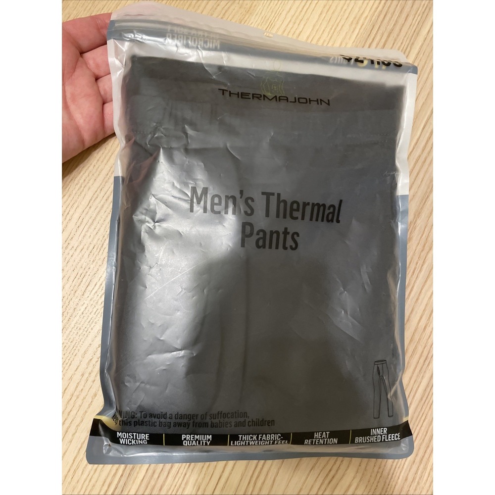 Thermajohn Mens Thermal Bottoms‎ Base Layer Pants Grey Large New NIP